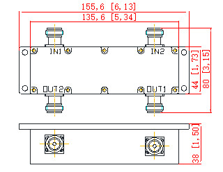 High Frequency 698-4200MHz 2in 2out N Female Hybrid Coupler