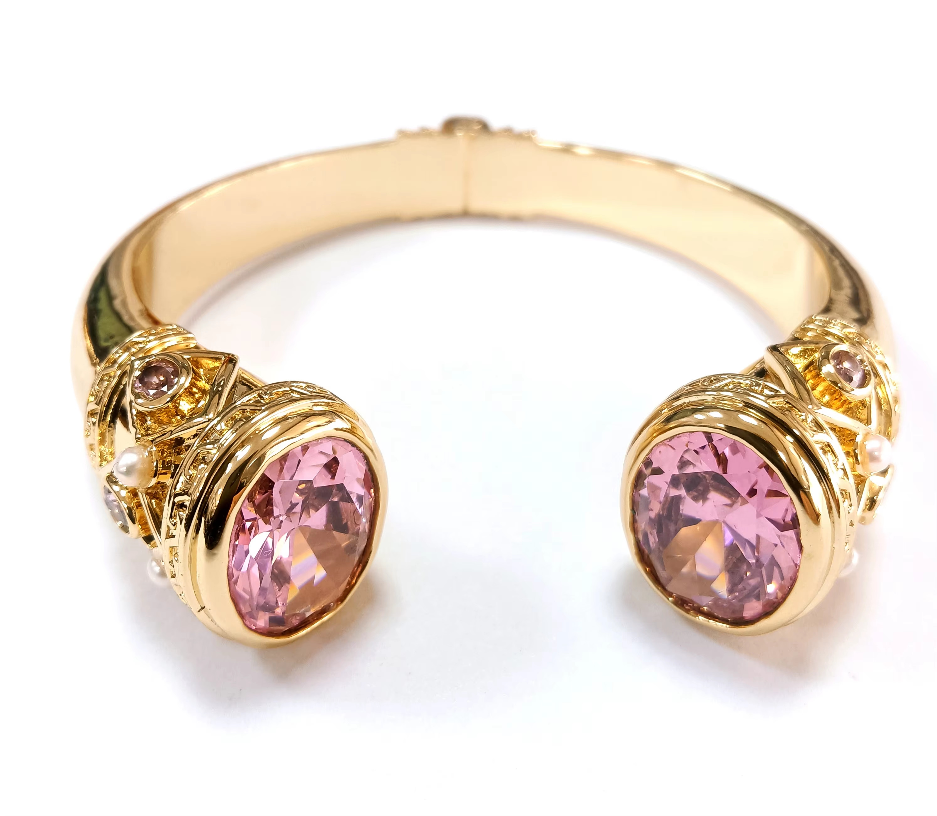 Plating Brass Bangle Bracelets Cuff Jewelry Garnet Stones Silver Jewelry Glitter CZ