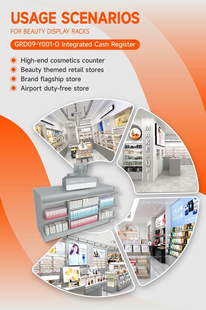 GDR09-Y001-D Retail Display Counter with 5mm Gray Glass and Lockable Drawer Fronts for Mall Booths