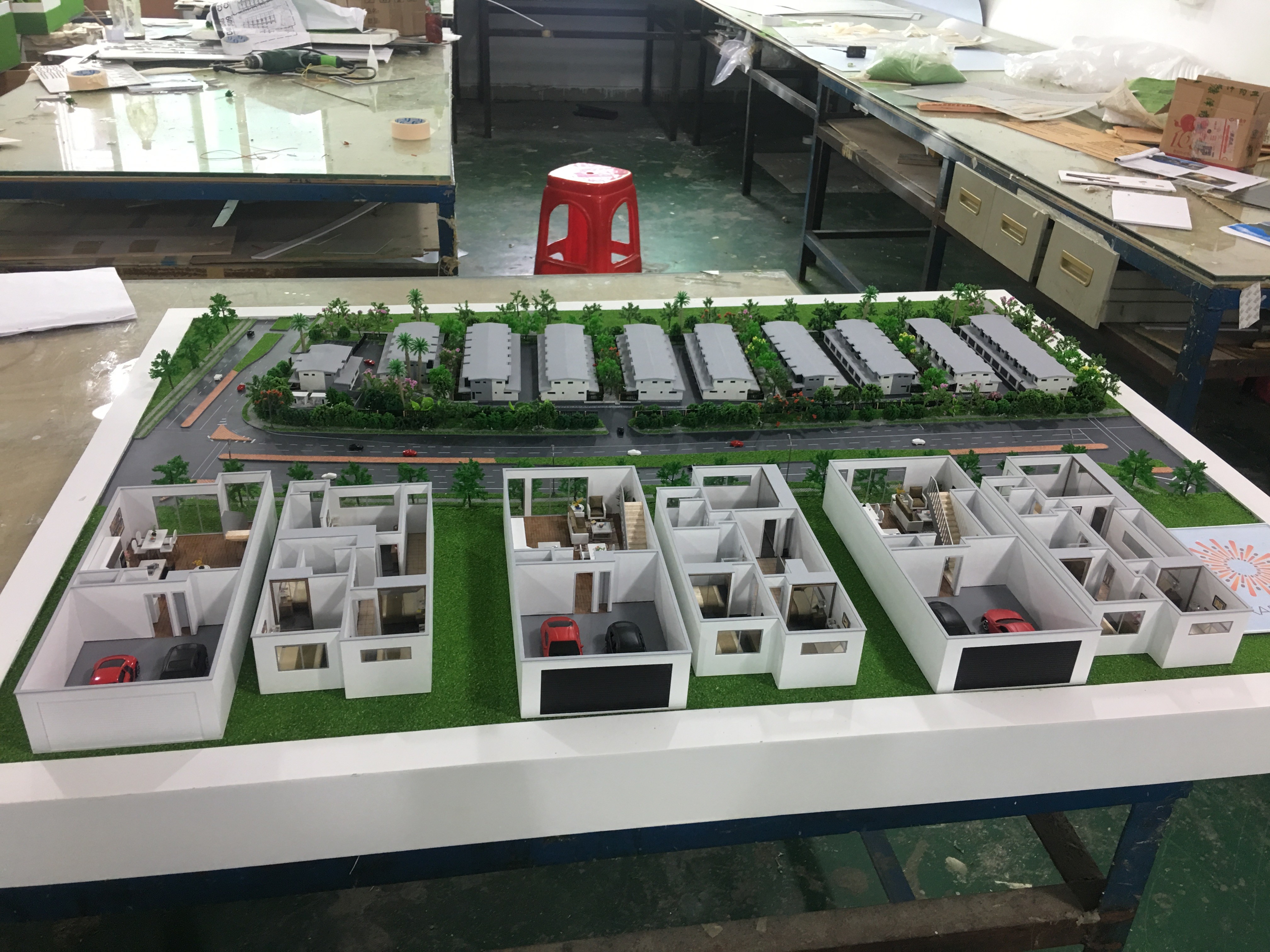 Abs Plastic / Acrylic Square House Interior 3D Model With Model Trees