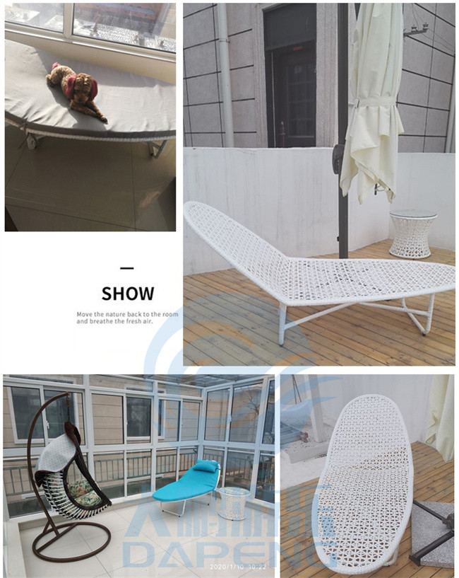 Non Inflatable Swimming Pool Accessories Balcony Leisure White Rattan Bed