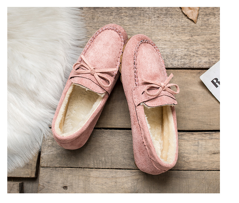 Flat Beef Tendon Plus Velvet Casual Ladies Cotton Shoes Lazy