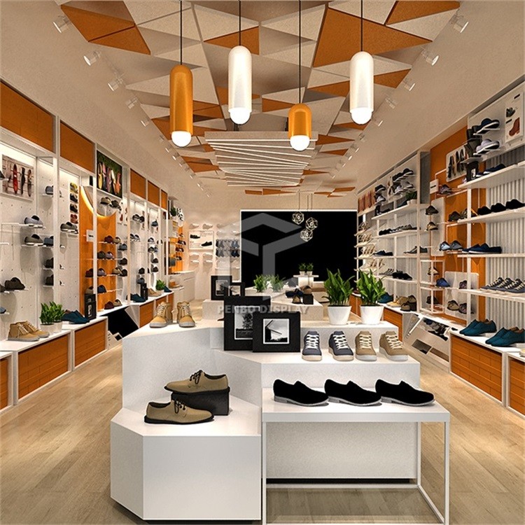 ODM Electroplates Retail Shoe Display Racks Store Wall Shelf