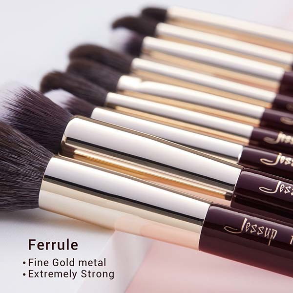 Natural Hair 5.6'' 6.9'' Pro Makeup Brushes Set Zinfandel Grape Color