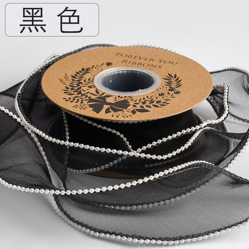 40mm Pearl Edge Polyester Organza Ribbon for Luxury Gift Packing