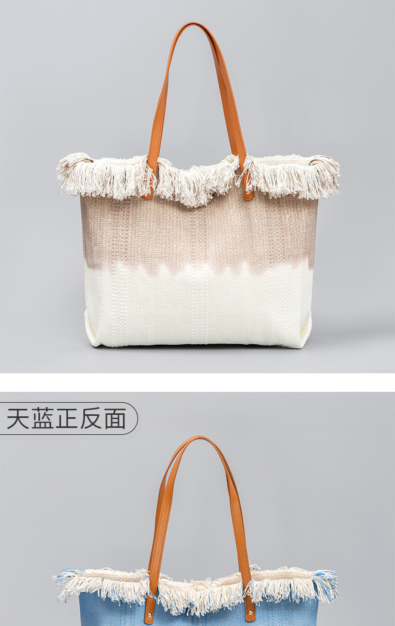 EMBROIDERED TOTE TASSEL DESIGN CANVAS BAG BRAIDED ALPHABET CANVAS UNDERARM NEW SHOULDER SUMMER HIGH CAPACITY WOMEN'S BAG