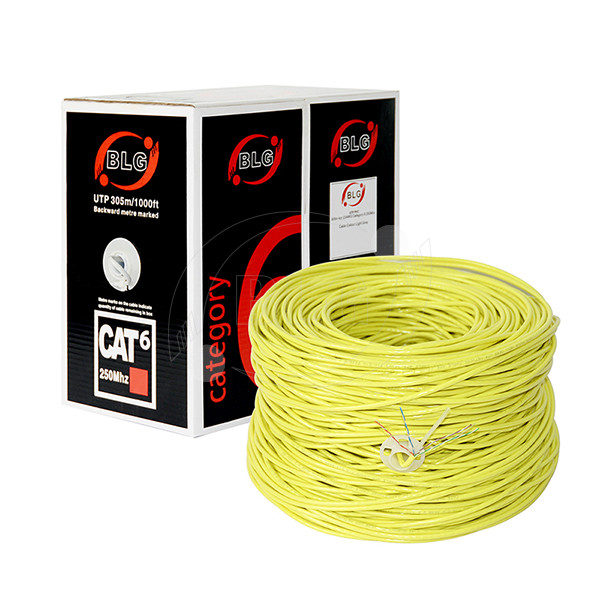Yellow Color Cat5e Lan Cable PVC Sheath 100MHZ Spectral Bandwidth 0.4mm / 0.45mm