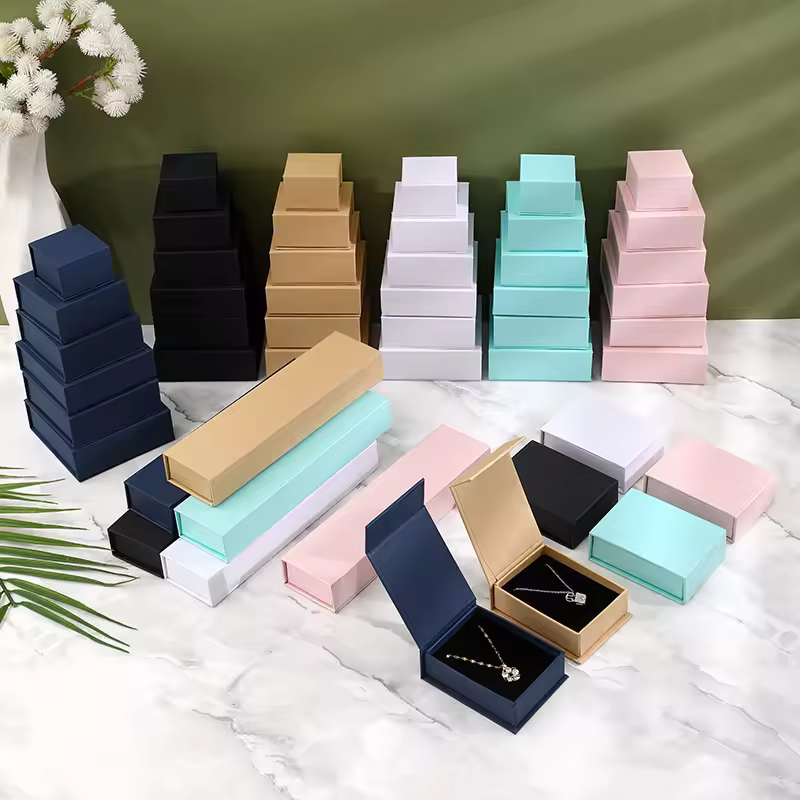 Customized Jewelry Paper Box Book Shape Magnetic Closure Jewelry Box