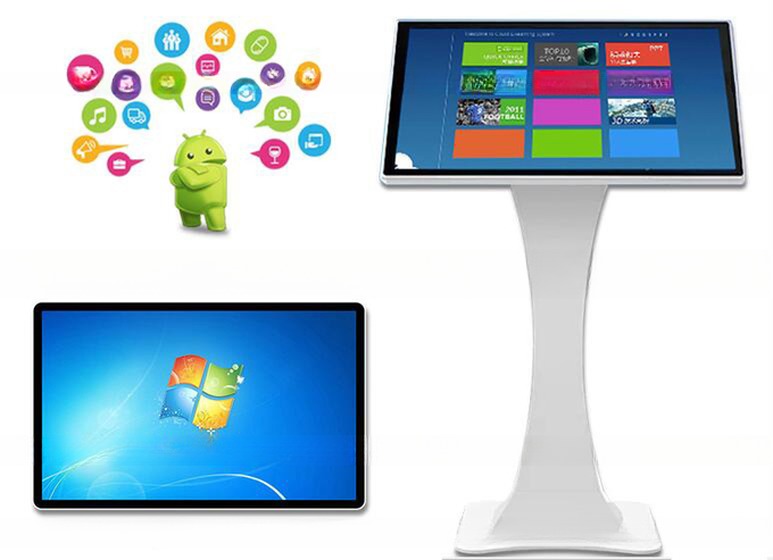 21.5"-24" inch Floor stand All-in-one LCD kiosk touch screen with Android or mini PC