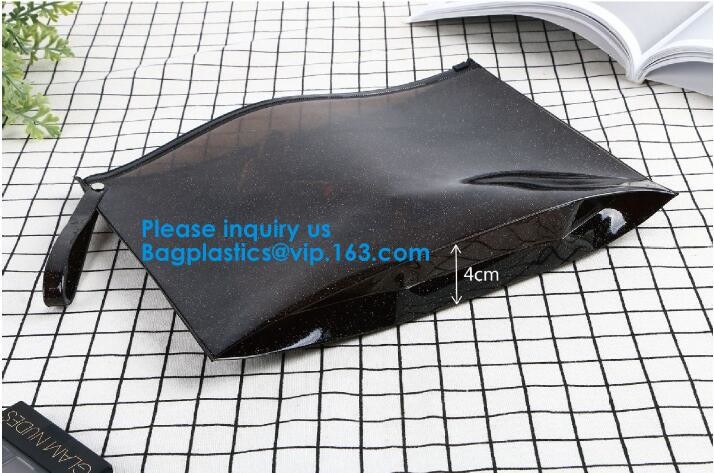 Transparent Pvc Slider Zipper Bag With Blue Side Gusset,Bottom Gusset Cosmetic Pvc Slider Packaging Bag Bagease Bagplast