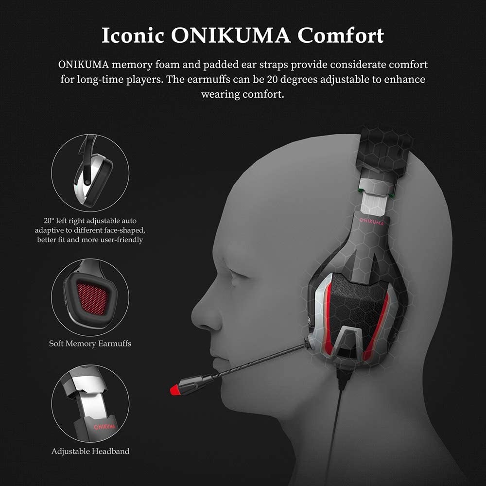 Stereo Surround 100mA DC5V ONIKUMA K12 3.5 Mm Gaming Headset