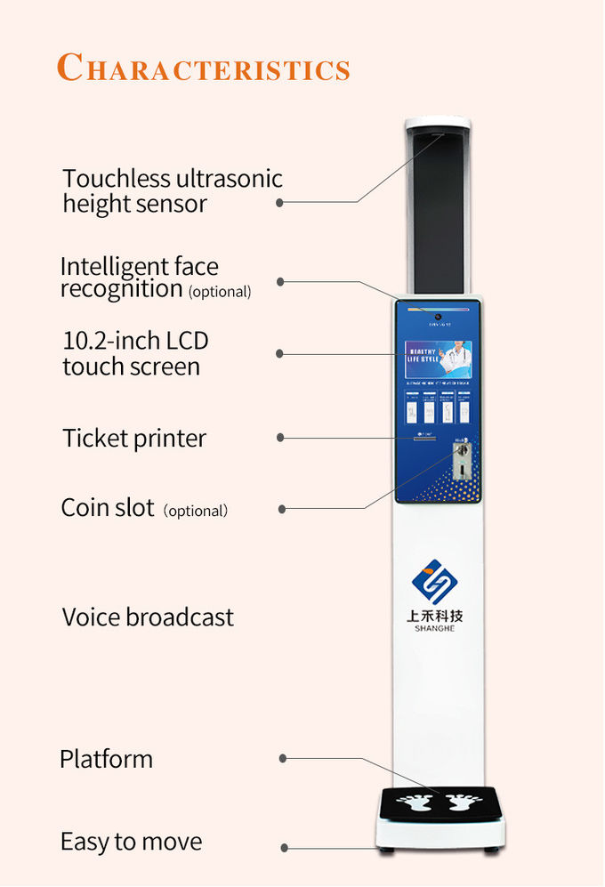 Digital Coin Operated Height Weight Bmi Machine Pharmacy Used