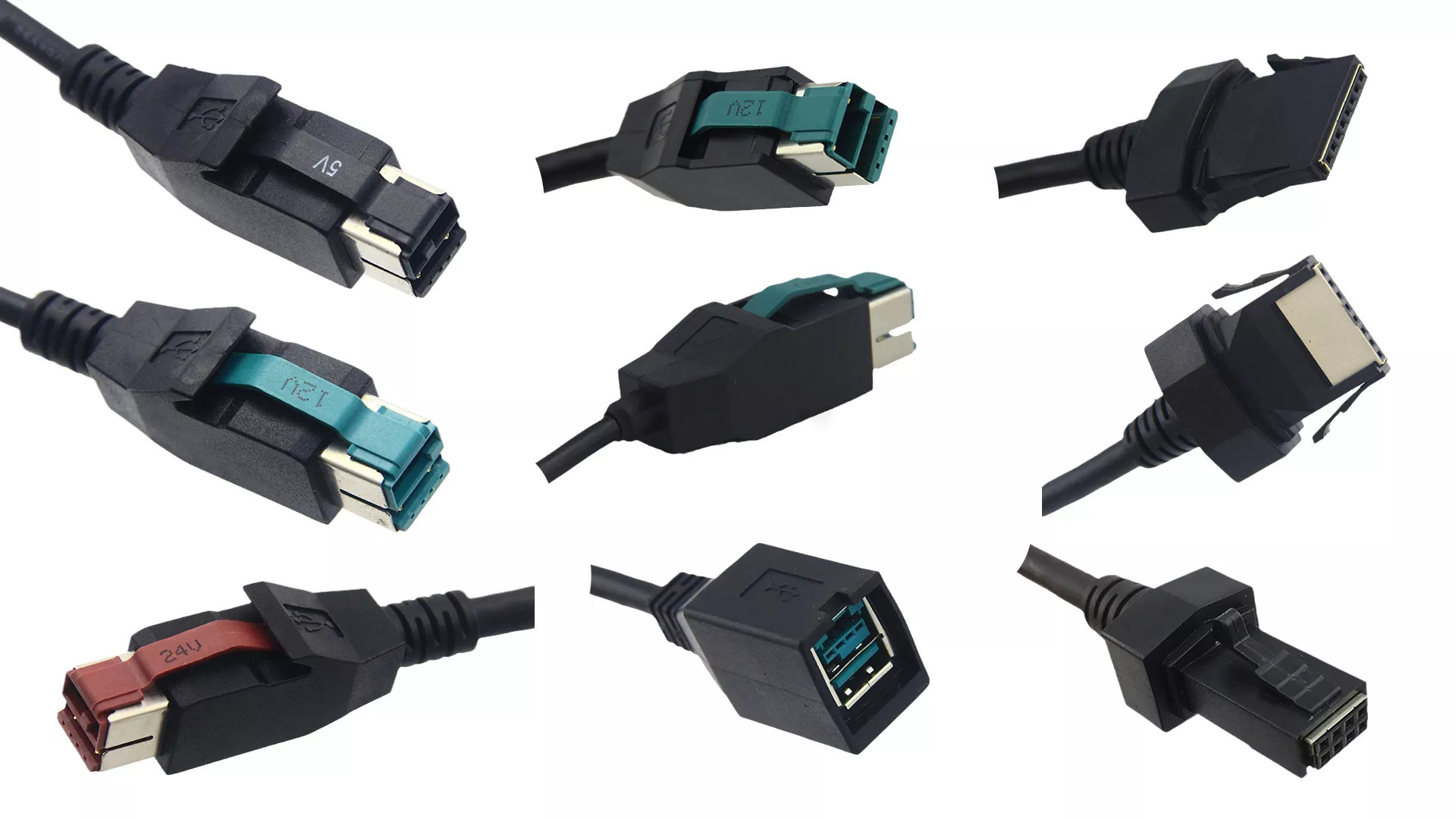 1m Black Straight Pos Machine USB Cable USB To Latch N Lok 2X4 ODM