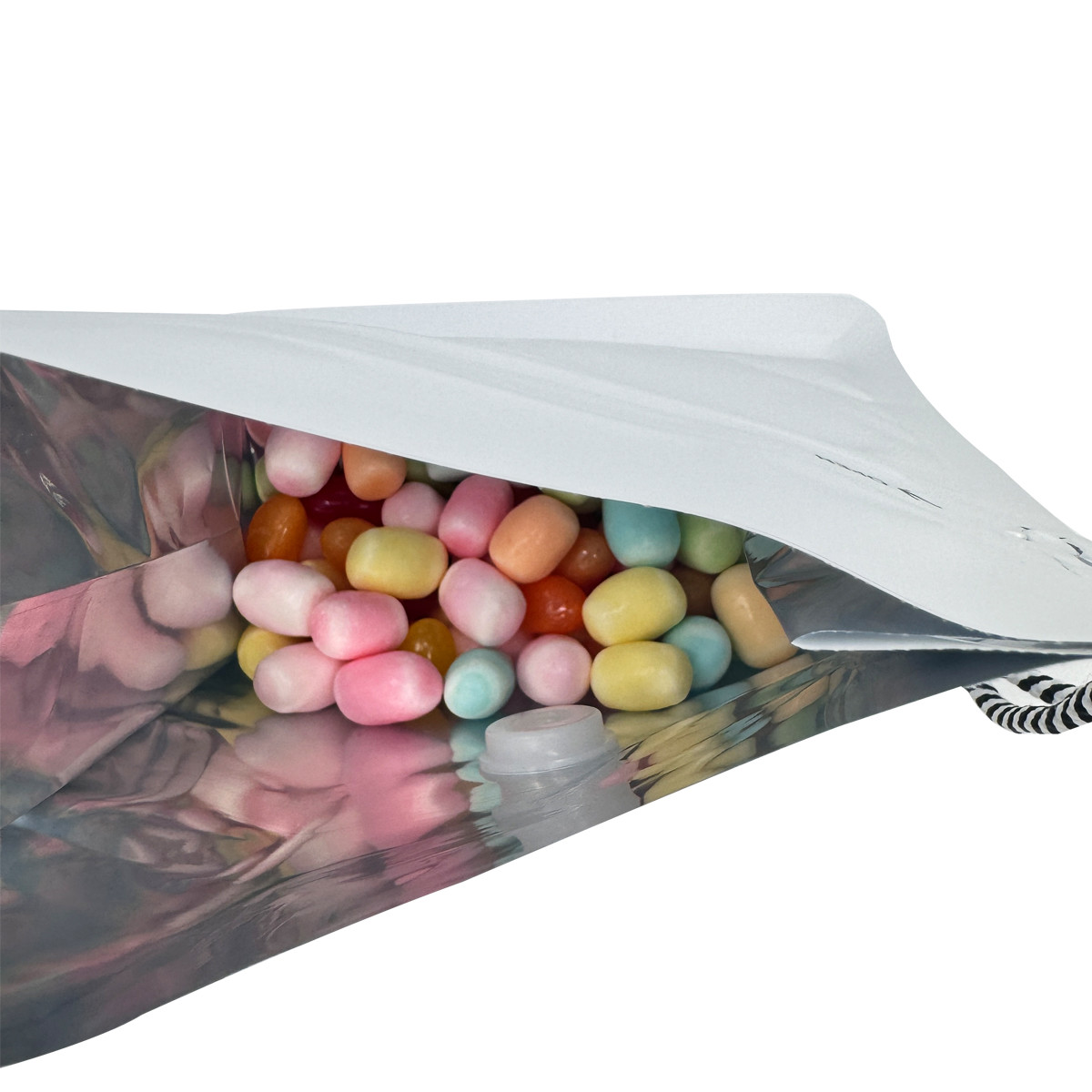 250g 0.5lb 8oz Matte White Foil Flat Bottom Coffee Pouch With Valve Side Zipper And String