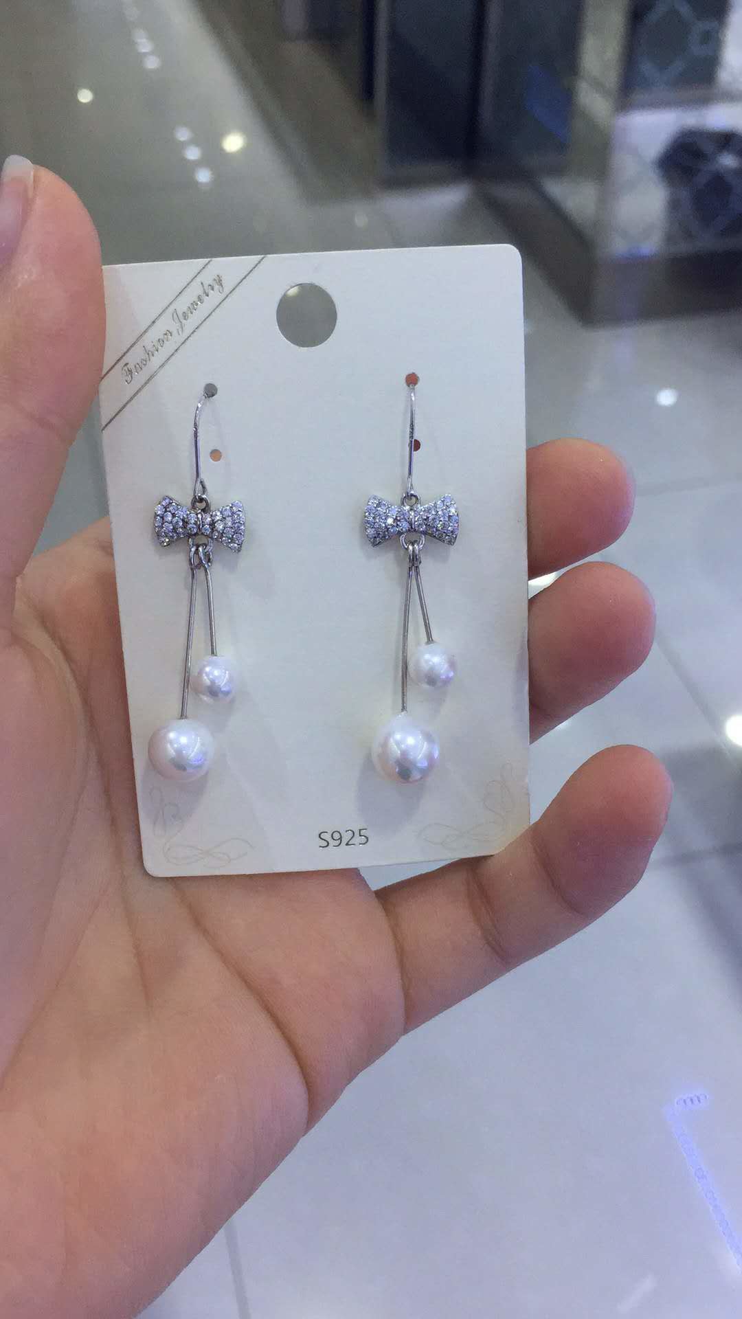 2018 New latest design of pearl earrings fashion pearl earrings silver tassel earrings WD119