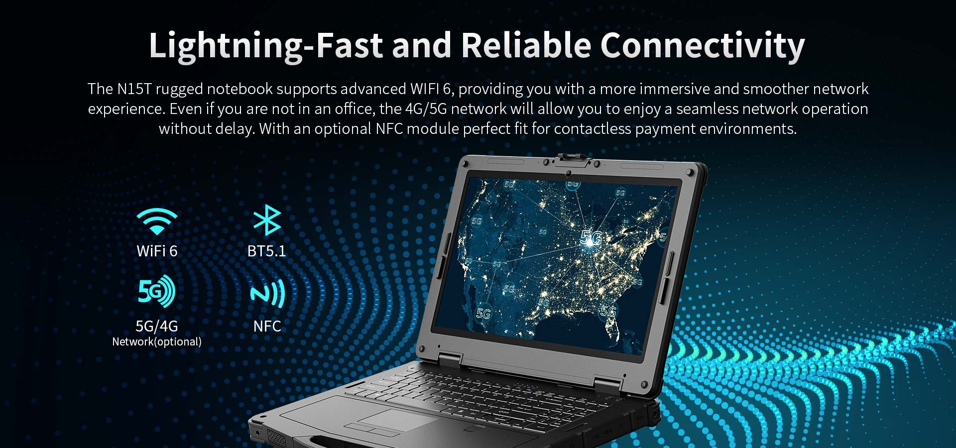 ONERugged N15T 15.6-Inch Industrial Tough Laptop Win11 Intel Core i5/i7 5G RJ45 RS232