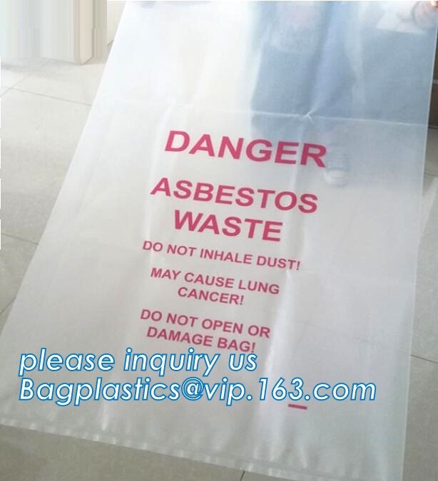 PE packing bag for Asbestos fibers, large size thicker LDPE asbestos remove bags, Large Asbestos Waste Removal Bags, pac