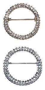 2Pieces Shiny Geometry Circle Round Brooch for Women