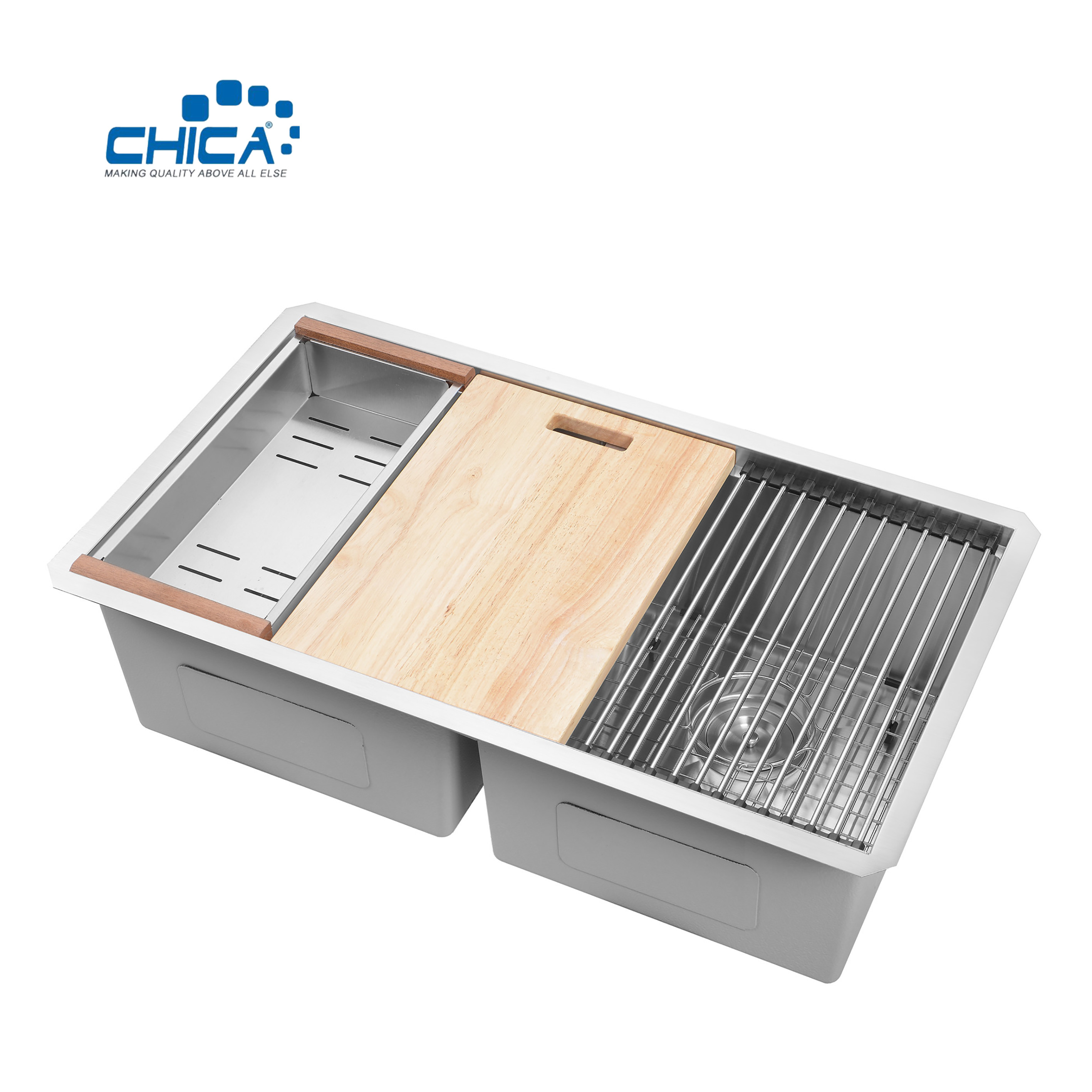 quality control procedure double bowl 32.75x19x10 18 gauge stainless steel kitchen sink