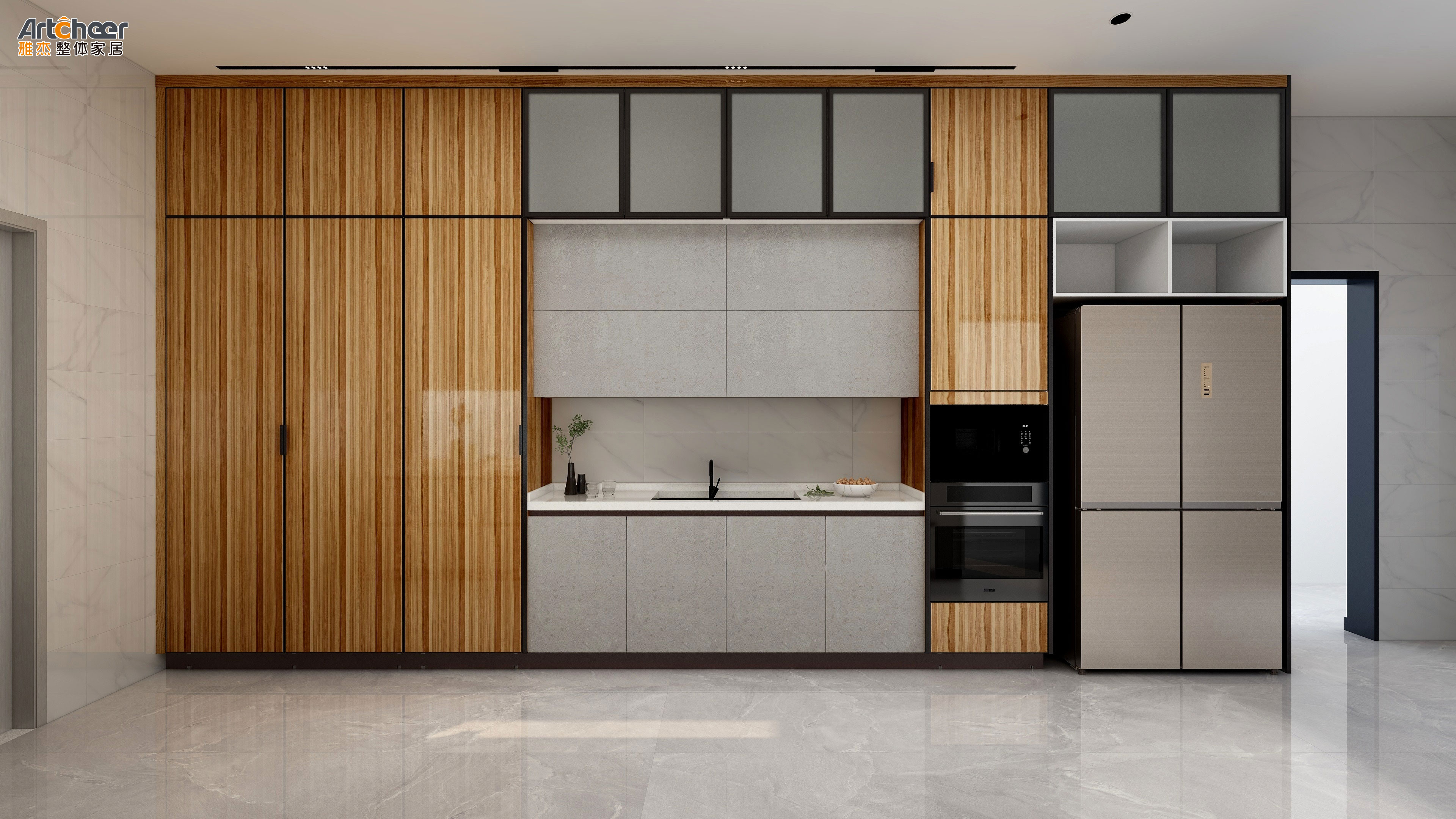 Complete Set of Ready-to-Assemble Modern Style Kitchen Cabinets for Home Improvement