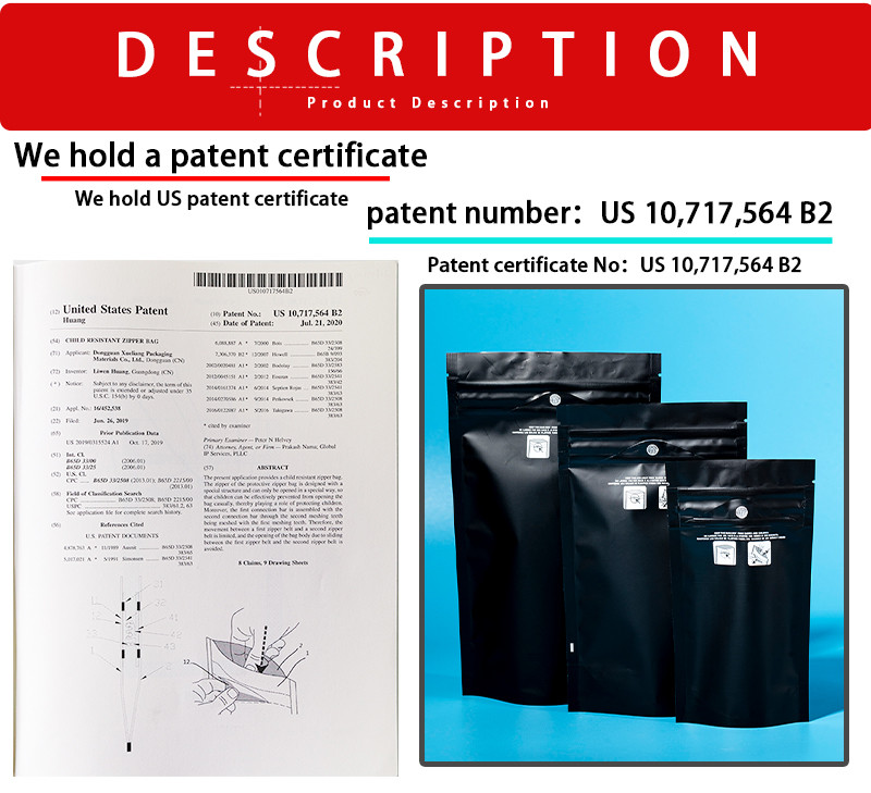 Child Resistant Mylar Bags Custom Smell Proof Child Resistant Plastic Zipper Lock Child Proof Bag