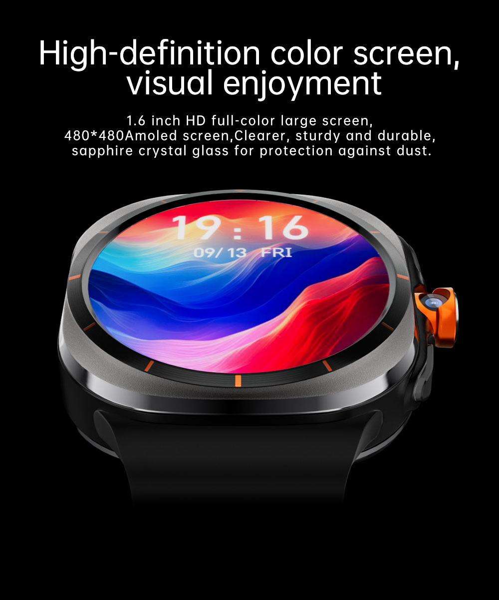 U8 Ultra AMOLED Android 9.0 Smart Watch Men 4G 5G SIM Card WiFi GPS Compass 32GB Smartwatch Rotating Camera Sports Watch 7 Ultra