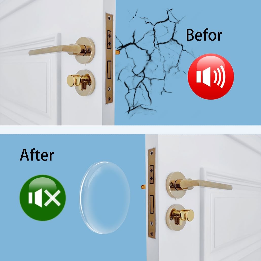 Wall Door Handle Stopper Door Knob Wall Shield Transparent Round Silicone Guard Door Stopper Wall Protector