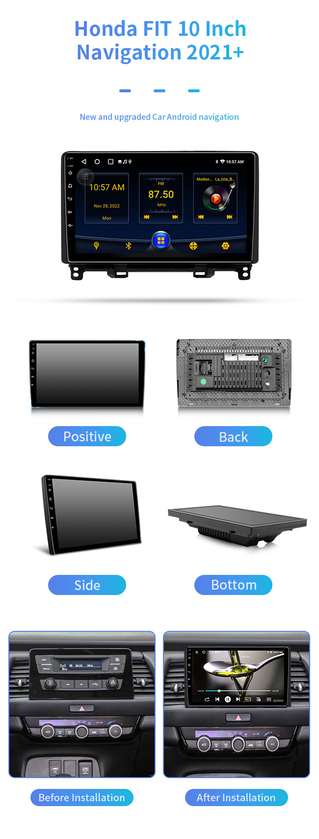 8-Core For Honda FIT 2021+ Real-Time Traffic Condition Bluetooth Car Navigation