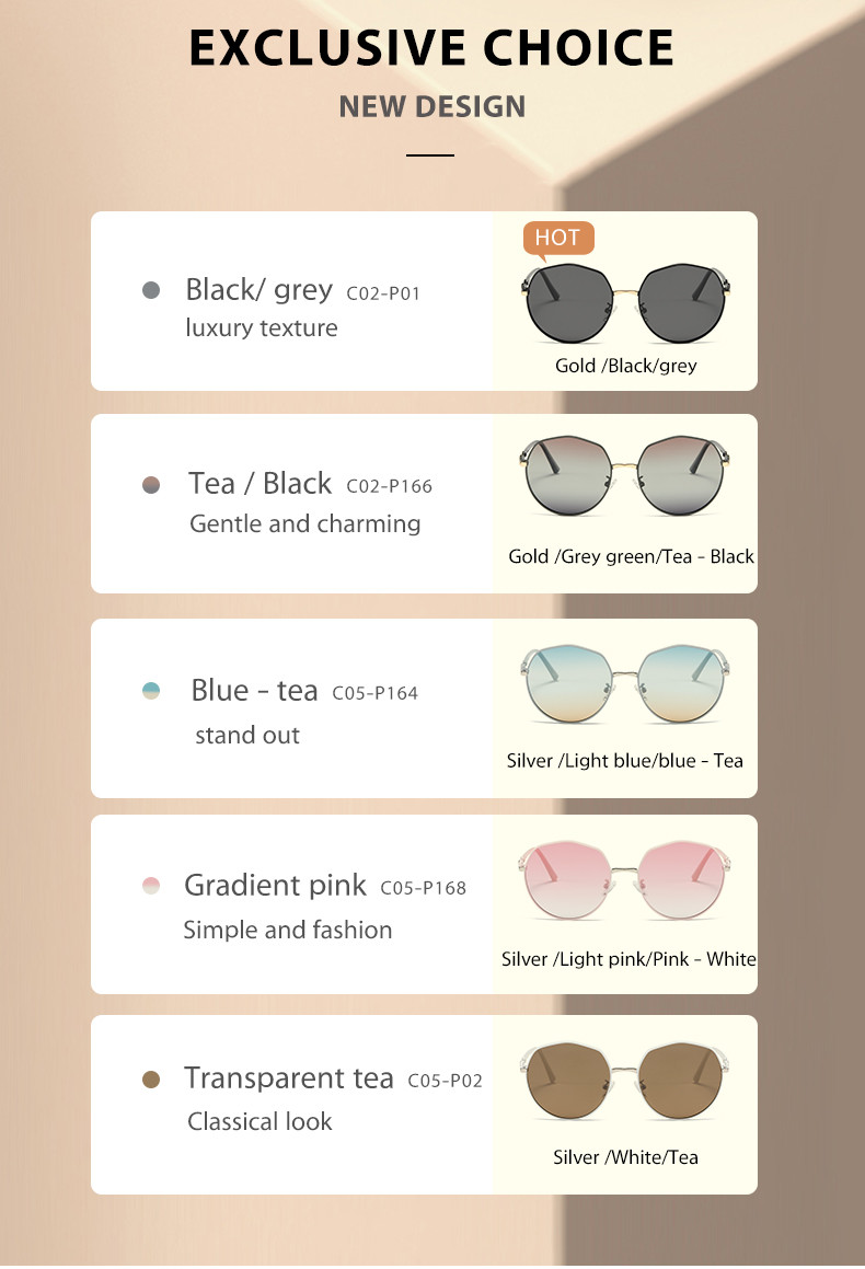 Female Round Metal Sunglasses Anti UV Lightweight Durable Longevity