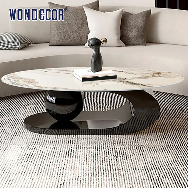 Lounge Mirror Abstract Luxury Furniture Art Geometric Modeling Base Marble Countertop