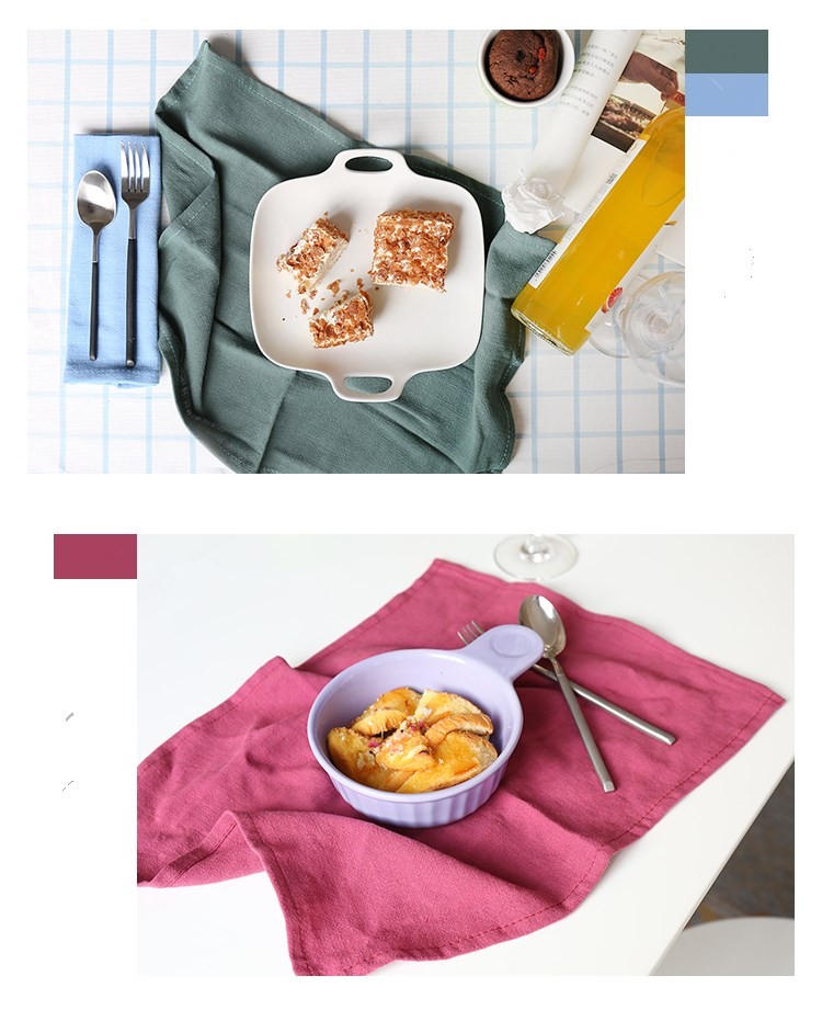 100% Cotton Linen Fabric Tea Towel Quick Dry With Customized Label