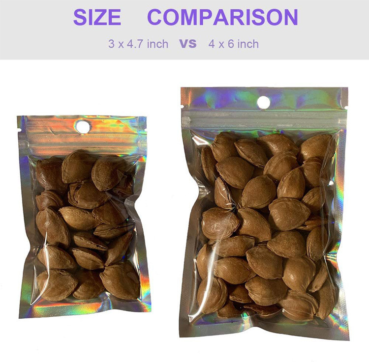 Holographic k Mylar Pouch , Rainbow Aluminum Vacuum Seal Bags