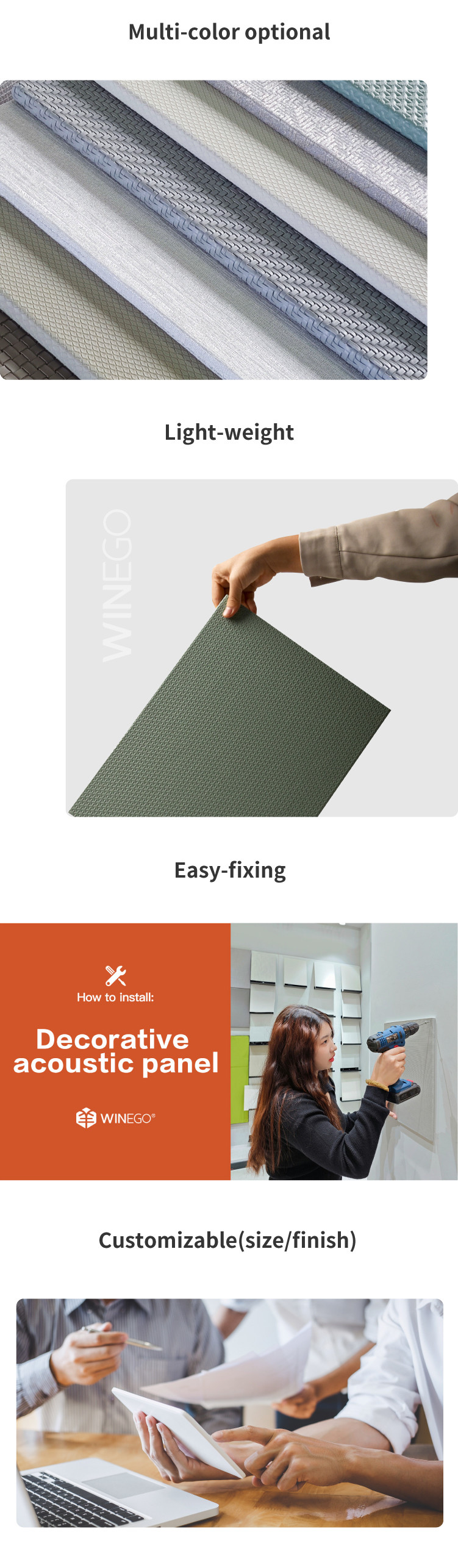Textured Fabric Decorative Acoustic Panels Various Colors Available