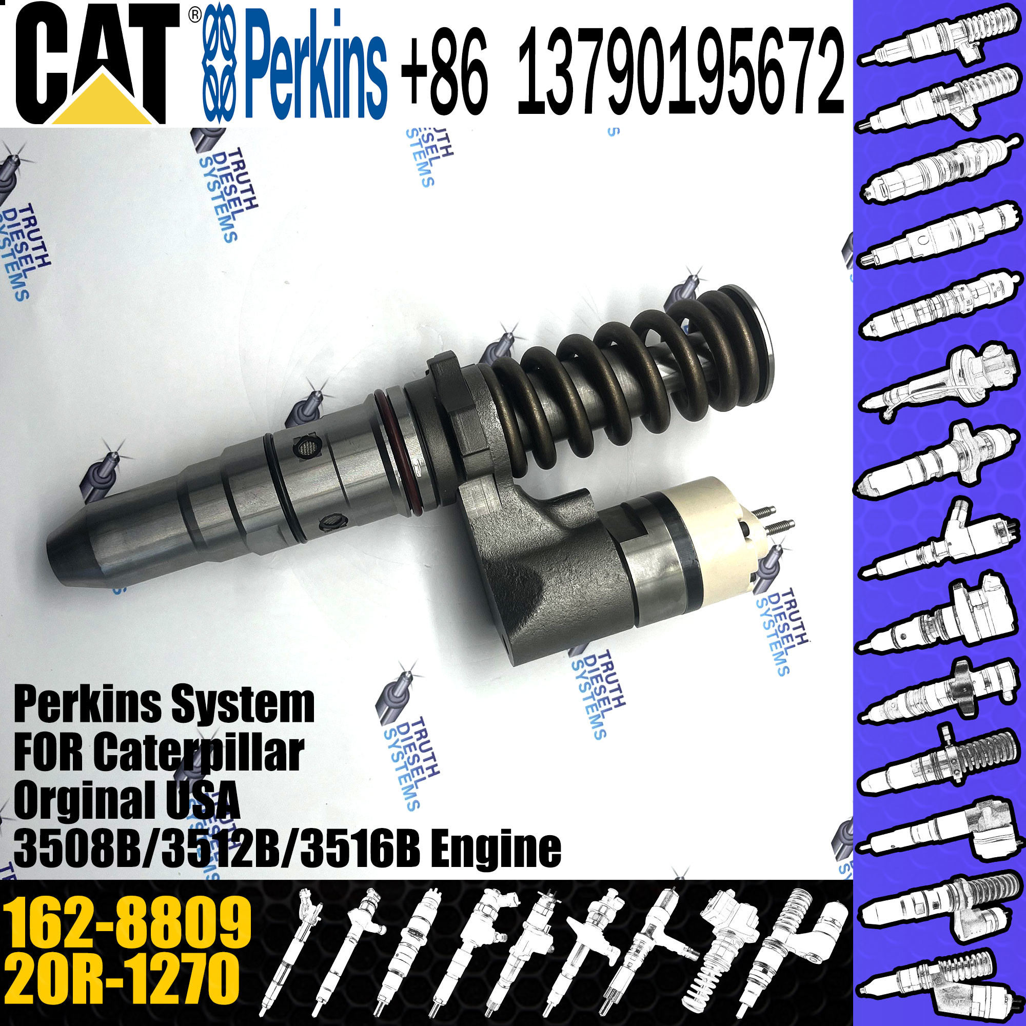 Excavator engine parts for 3508 3512 3516 fuel injector 250-1306 392-0206 20R-1269 20R-1270 162-8809 386-1758 116-7534