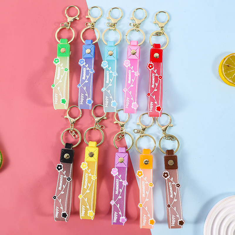 Car Keychain Silicone Round Key Ring Bracelet With Metal Key Holder Wristlet Keychains For Women And Girls