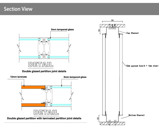 Meeting Room Acoustic Solid Partition Wall Galvanized Steel Partition Wall Systems