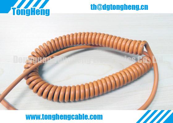 Quality High Strength Copper Spiral Wrapped Yellow Retractable Cable for sale