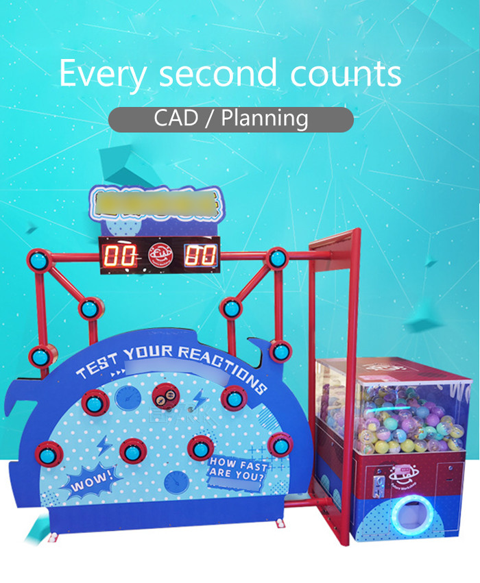 Cartoon Coin Operated Arcade Machines 2 Kids Pat Button Reaction Game Win Capsule Gacha Game Machine