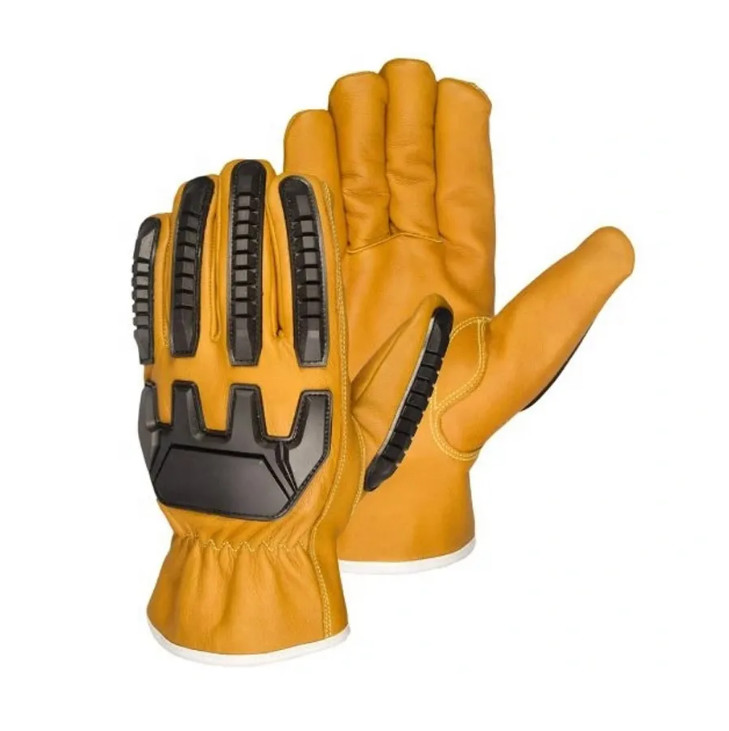 Heavy Oil And Chemical Resistant Insulation Cowhide Leather High Impact Reduction Oil field Working Cotton Palm Gloves