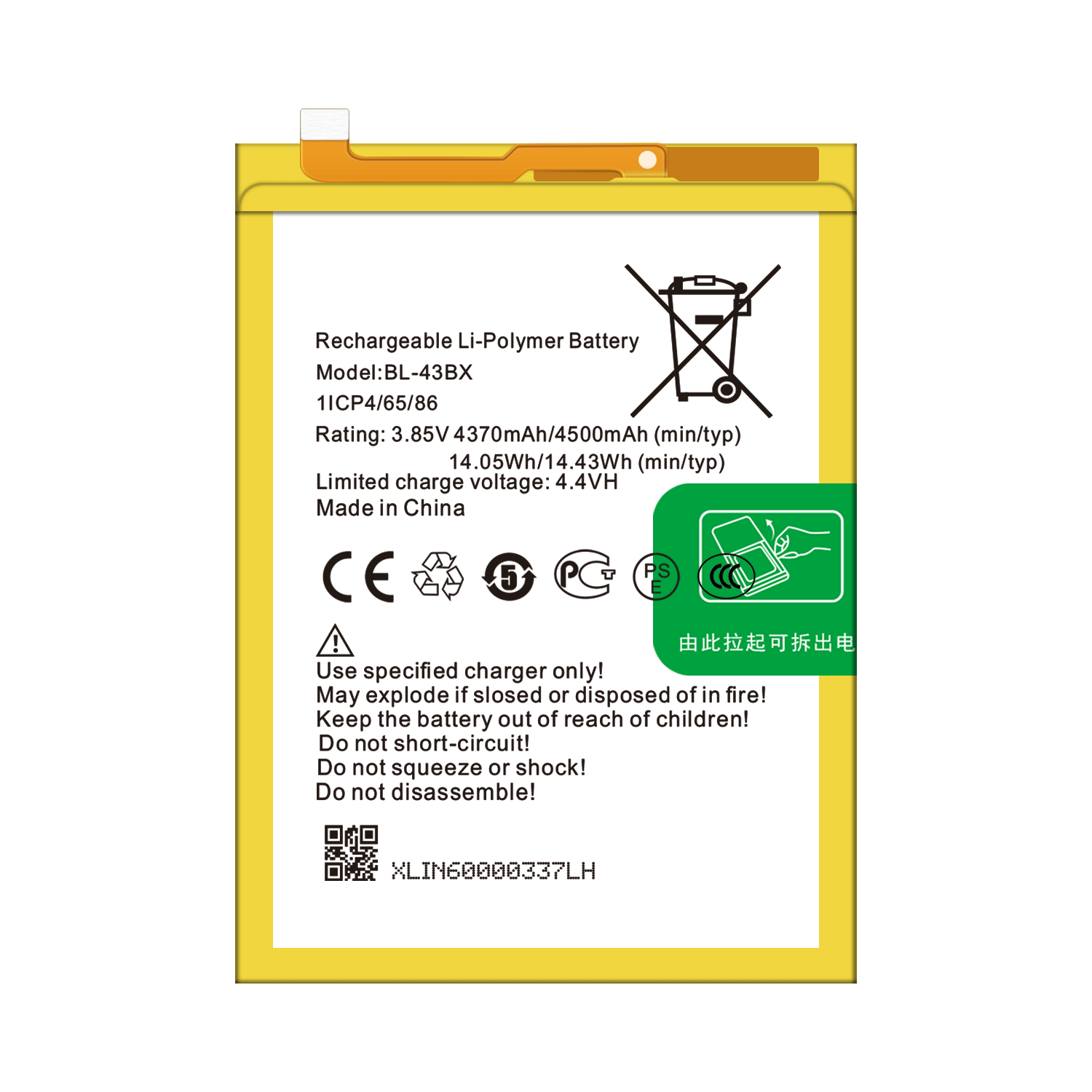 BL-43BX Li-polymer Battery 4500mAh for Infinix X604 Note 5 Mobile Phone High Capacity