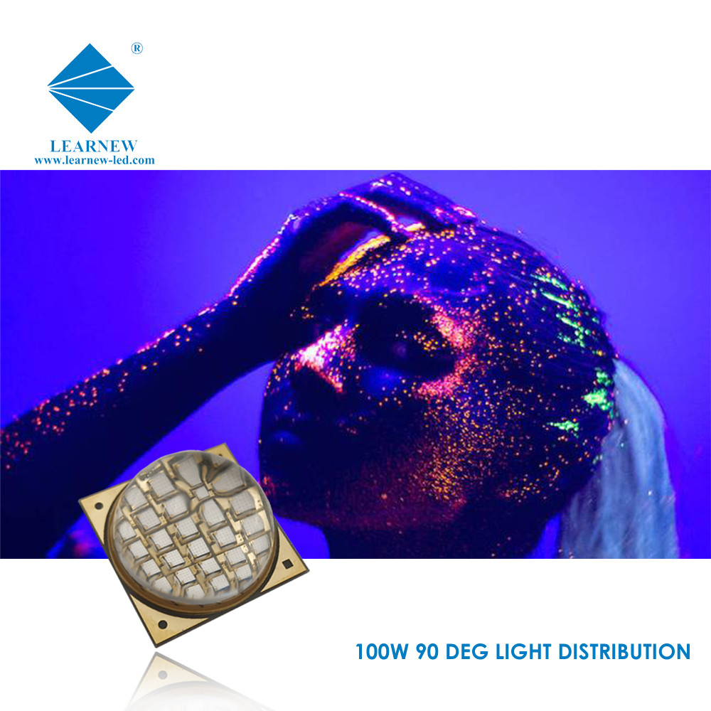 UV COB 385nm 405nm 100w LED Chip With R15mm Lighting Area Sphere Lens