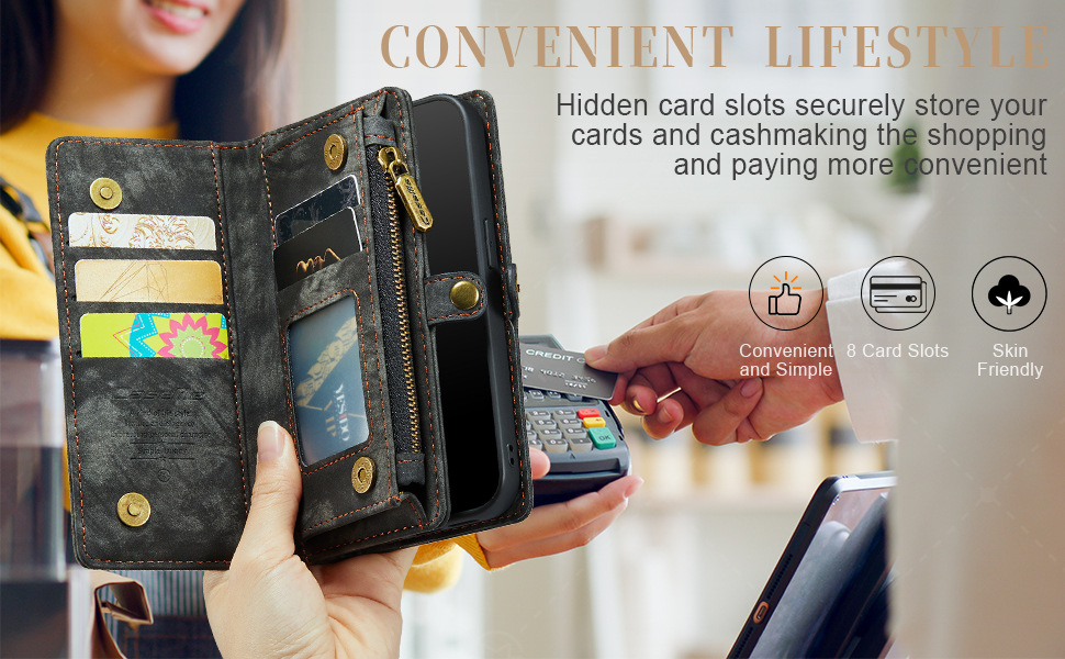Samsung Compatible CaseMe Leather TPU Phone Cases for Iphone 13 14 Pro Max Card Slot