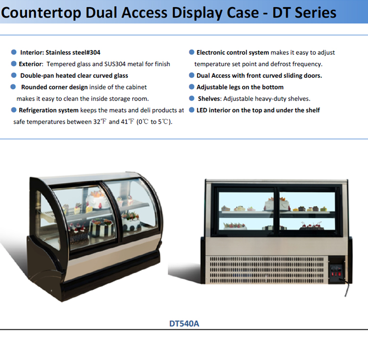 70L Refrigerated Bakery Display Case Sweet Dessert Curved Glass Fridge