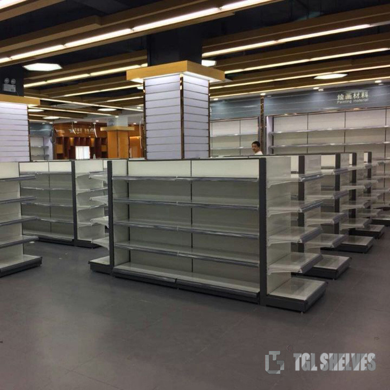 Cold rolled steel Retail Gondola Shelving Rack Morden style Multi Layers