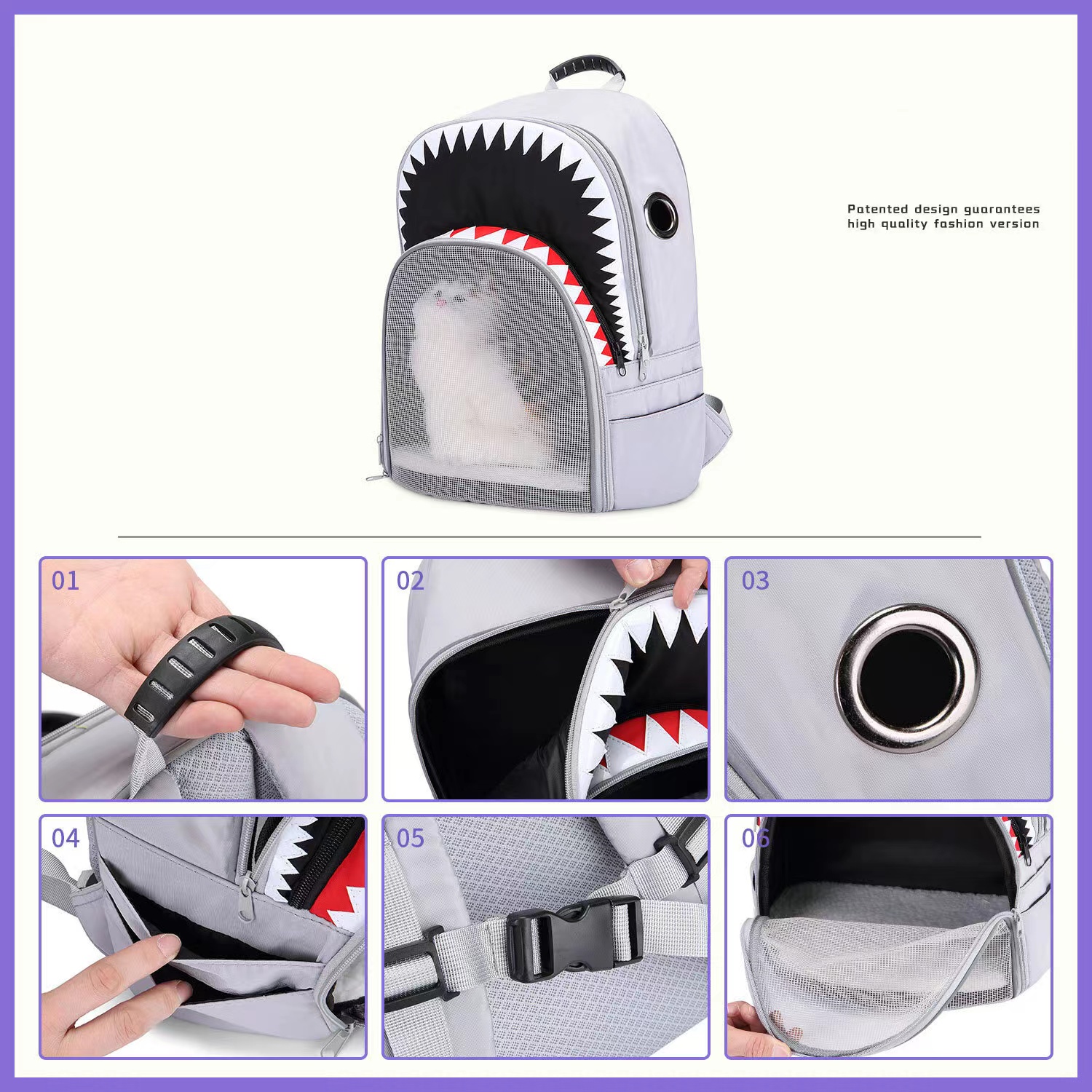 Breathable Portable Cat Pet Carrier Backpack Animal Pattern Waterproof