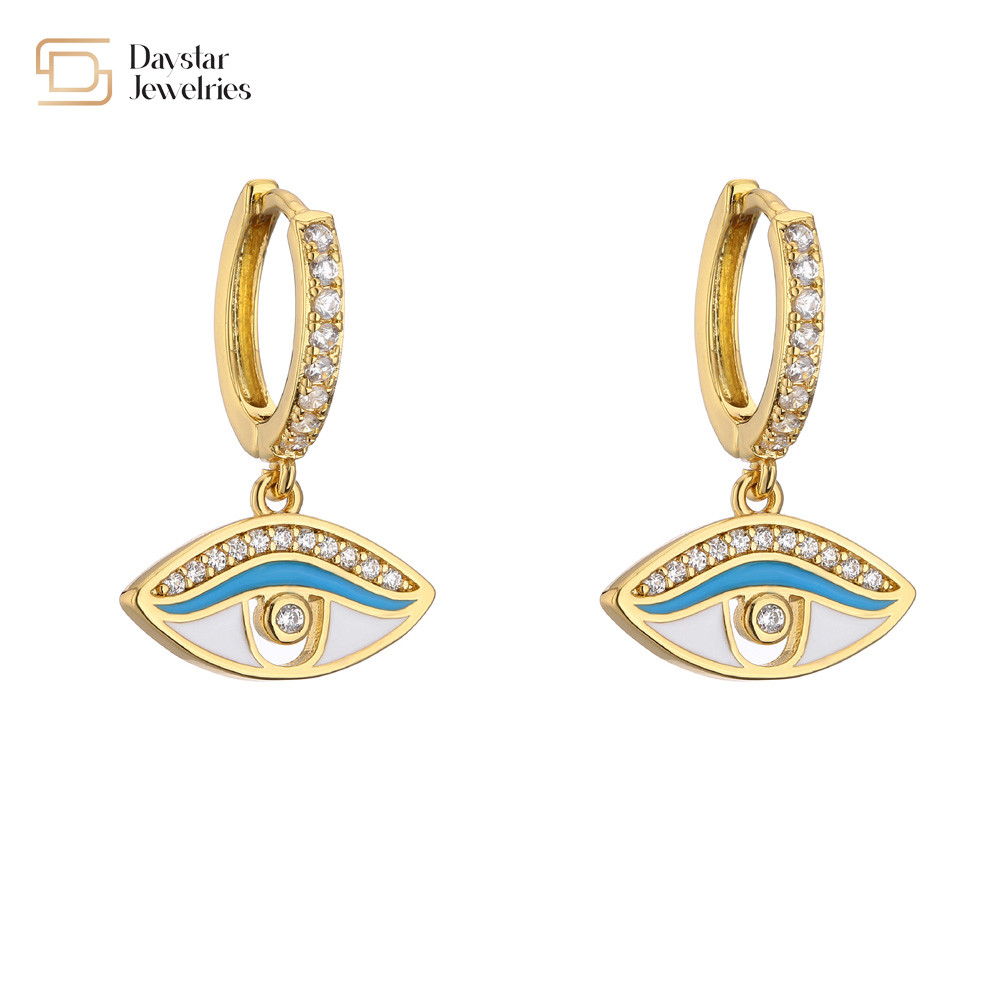 Zircon stone Evil Eye Earrings Colorful Enamel Diamond For Women