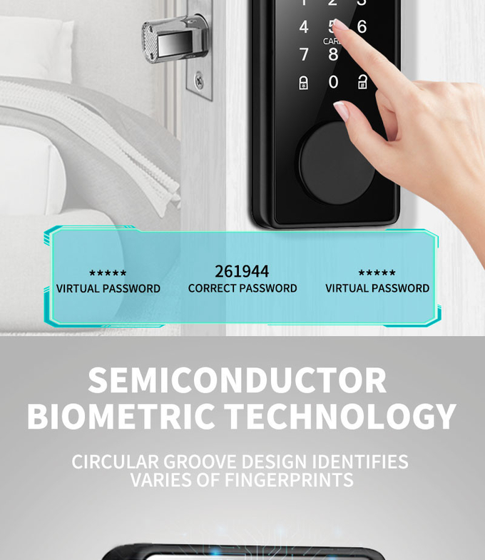 Fingerprint Deadbolt Door Lock High Security Biometric Password Unlock Smartphone Remote Control Access