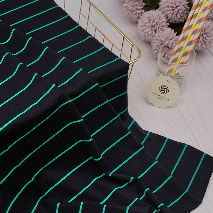 Knitted Mercerized Cotton Fabric , Yarn Dyed 60S Cotton Striped Fabric