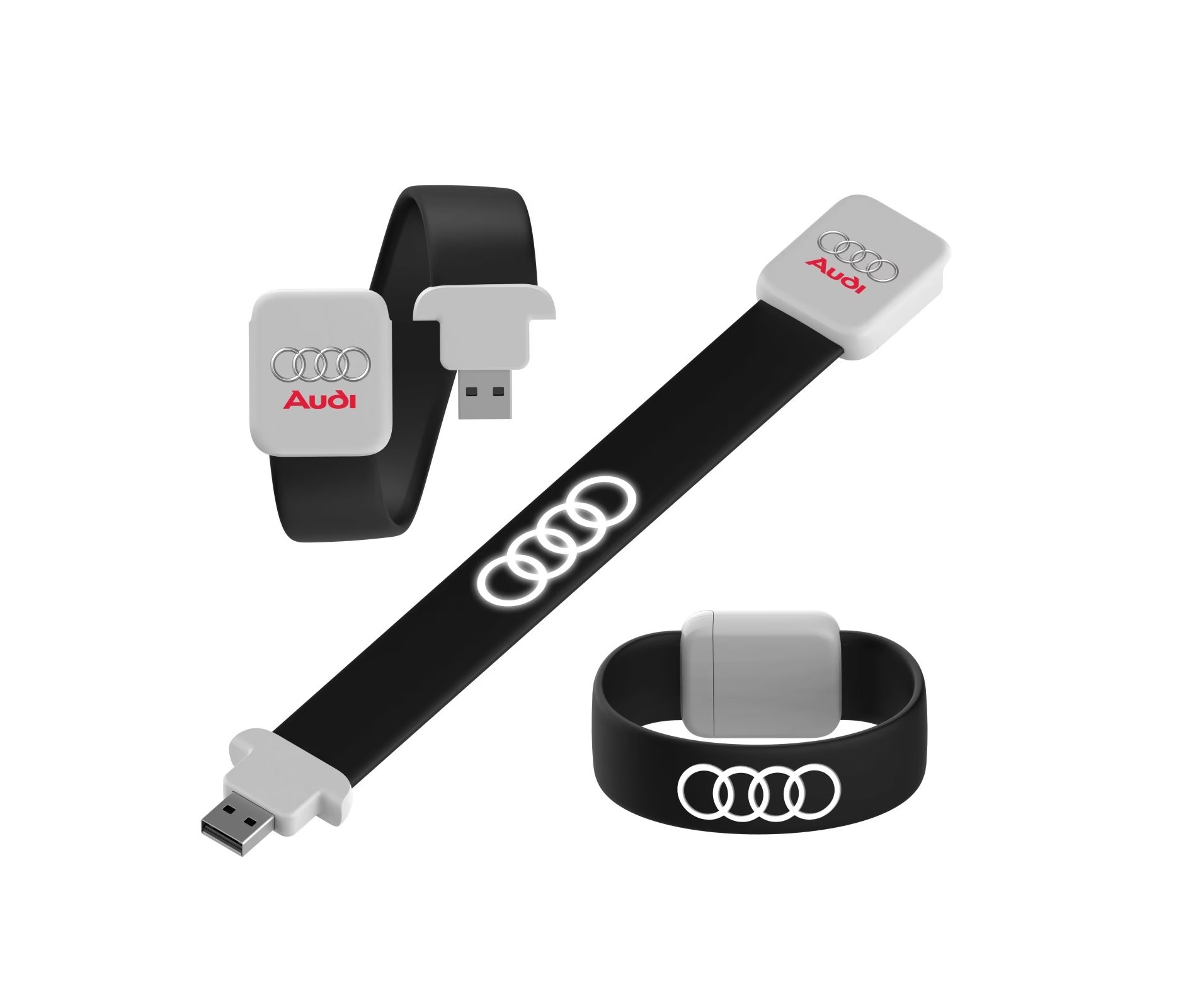 Shiny When Reading On Computer Silicone Wristband Usb With LED Light Laser Logo