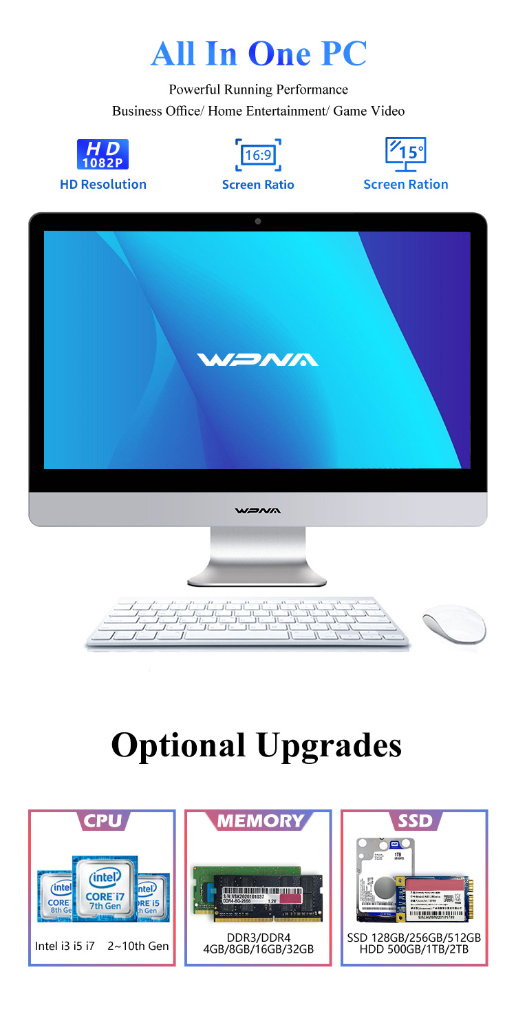 27 Inch Core I5 3340M 8G 256G SSD Office All In One Desktop Computer For Business Work